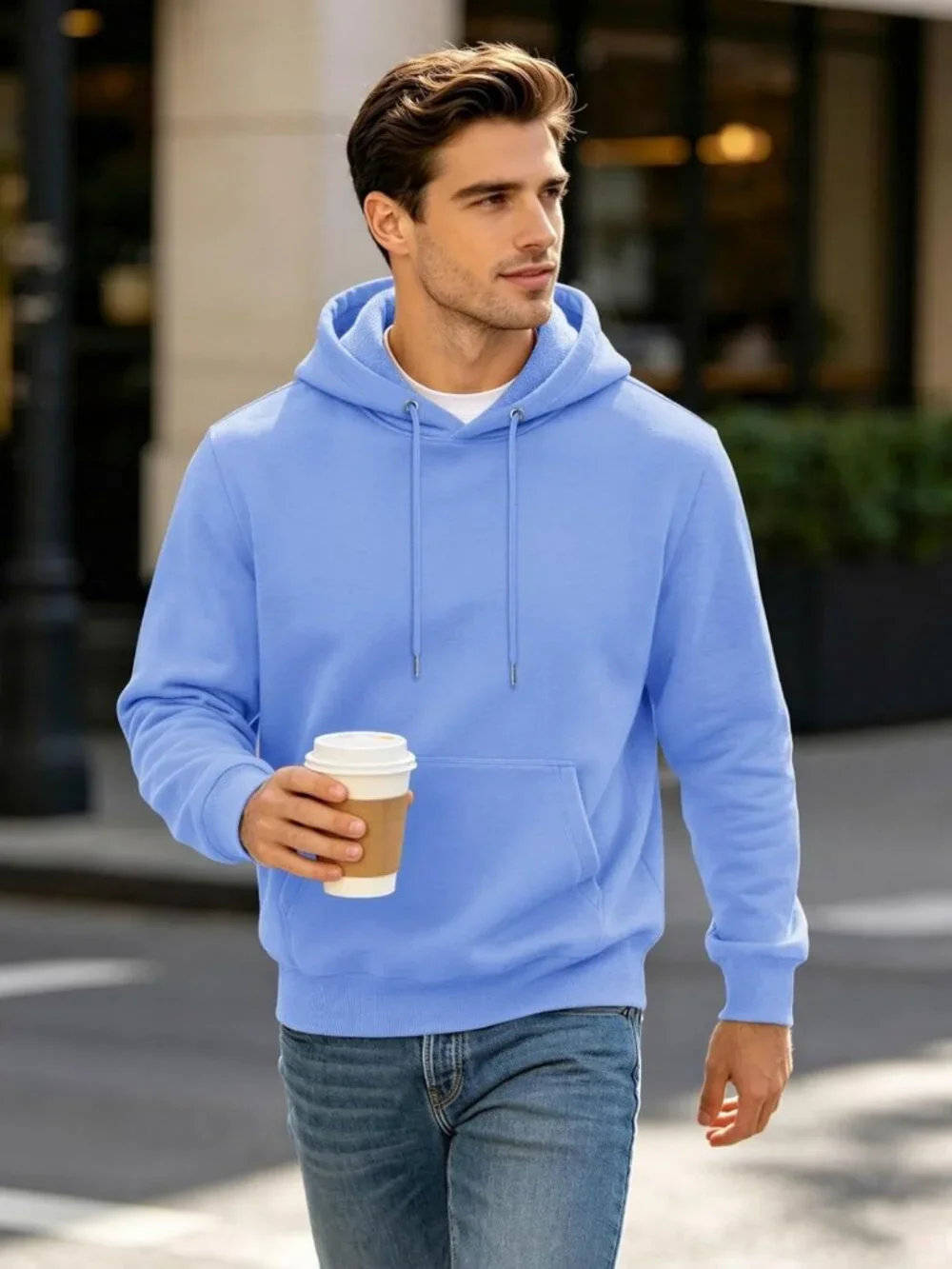 Men's Fleece Lined Active Hoodie, Casual Athletic Pullover with Kangaroo Pocket